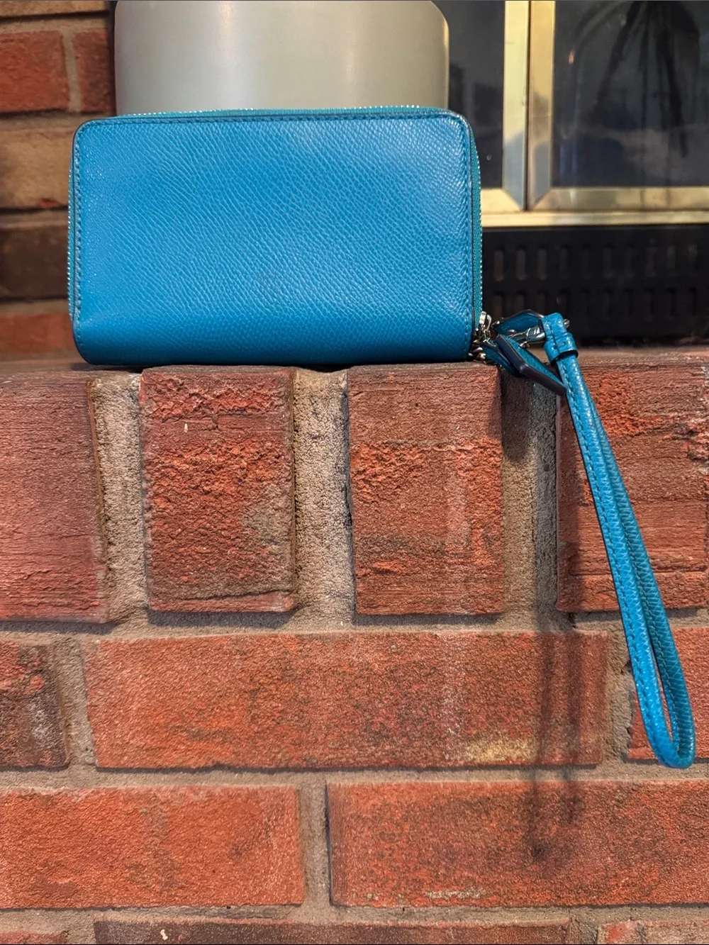 Coach Teal Zip-Around Wristlet Wallet